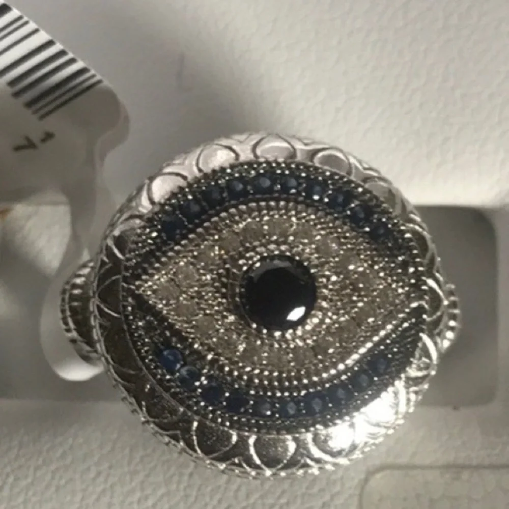 Evil Eye Ring-Sterling Silver cubic zirconia/blue stone w/ accents-NWT BOXED - Picture 6 of 12